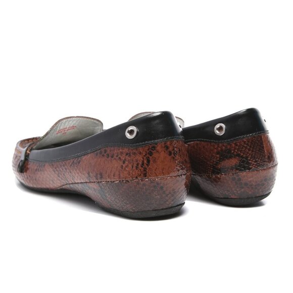 Marc Joseph Glossy Leather Snakeskin Print Loafers Flats Casual Shoes Brown - Picture 5 of 13